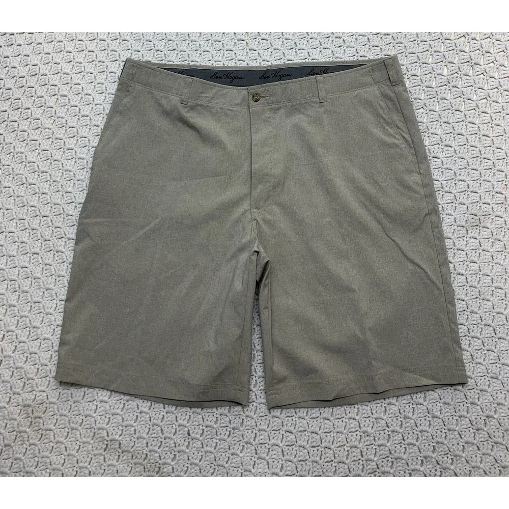 Ben Hogan Chino Golf Shorts Men's Size‎ 42 Beige  Flat Front Stretch Waistband